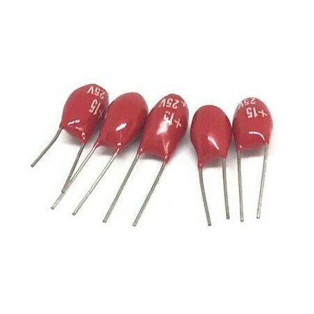 15uF 25V RADIAL DIP TANTALUM CAPACITOR KEMET QTY:5