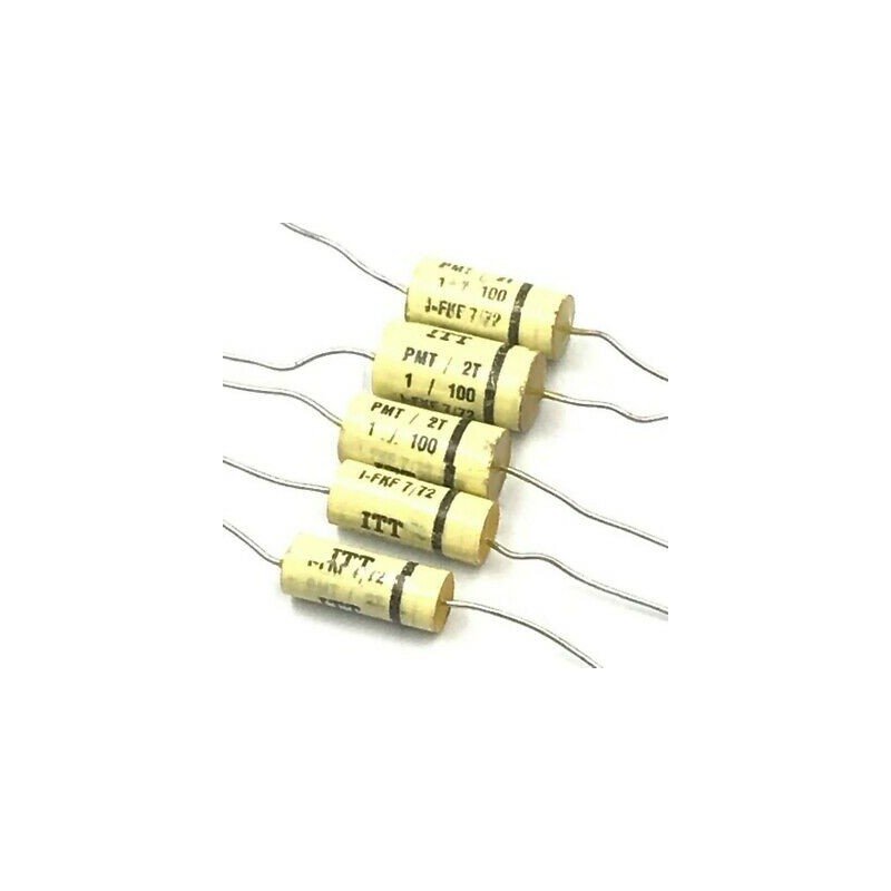 1UF 1000NF 100V AXIAL CAPACITOR PMT/2T ITT QTY:5