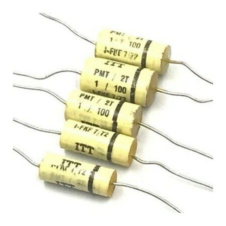 1UF 1000NF 100V AXIAL CAPACITOR PMT/2T ITT QTY:5