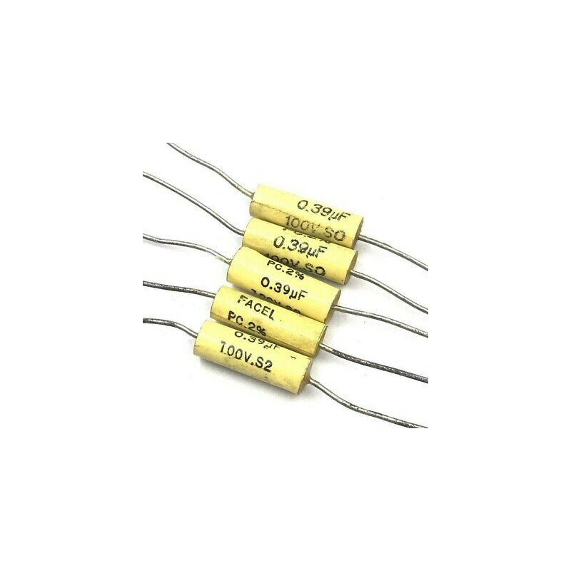 0.39UF 390NF 100V 2% AXIAL CAPACITOR FACEL QTY:5