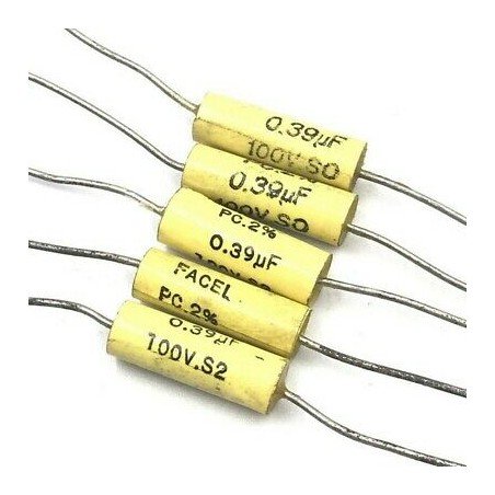 0.39UF 390NF 100V 2% AXIAL CAPACITOR FACEL QTY:5