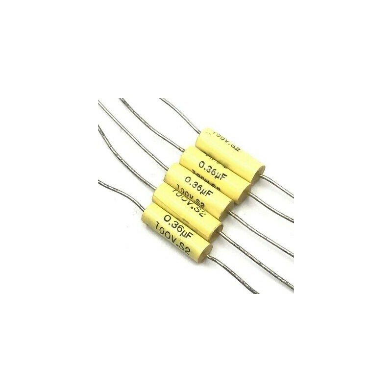 0.36UF 360NF 100V 2% AXIAL CAPACITOR FACEL QTY:5
