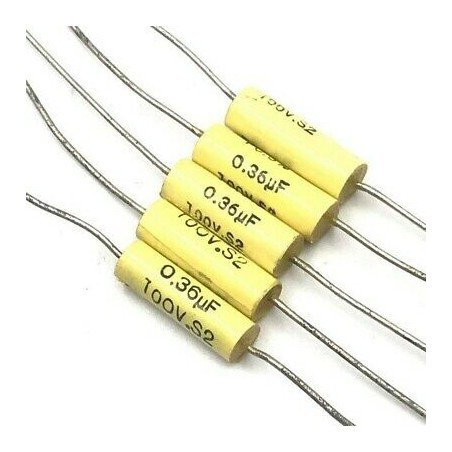 0.36UF 360NF 100V 2% AXIAL CAPACITOR FACEL QTY:5