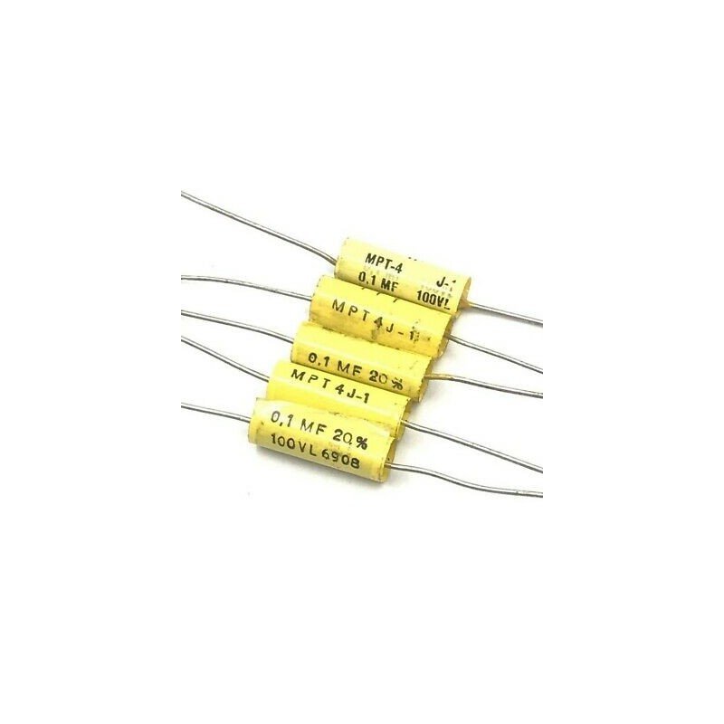 0.1UF 100NF 100V 20% AXIAL CAPACITOR MPT-4 ITT QTY:5