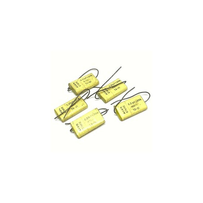 0.33UF 400V 20% AXIAL METALLIZED POLYESTER FILM CAPACITOR CTM12 ATES QTY:5