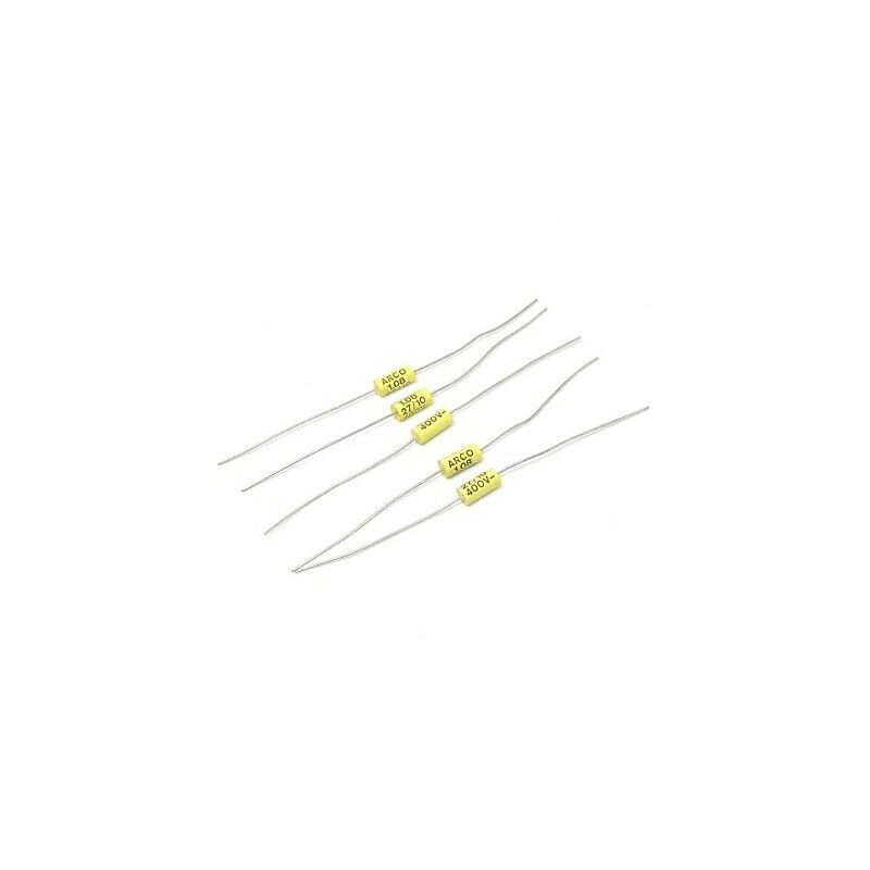 27PF 400V 10% AXIAL METALLIZED POLYESTER FILM CAPACITOR ARCO 1.08  QTY:5
