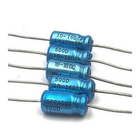 10UF 16V AXIAL ELECTROLYTIC CAPACITOR SPRAGUE QTY:5