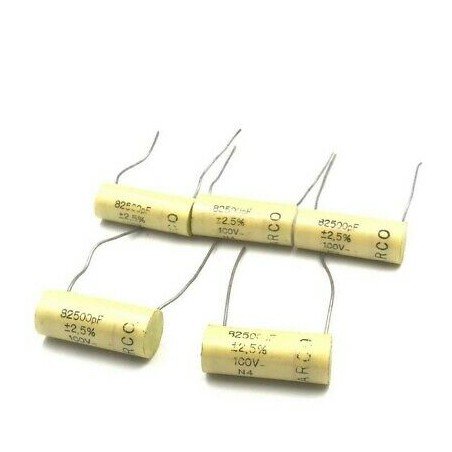 82500PF 82.5NF 100V 2.5% RADIAL CAPACITOR ARCOTRONICS QTY:5