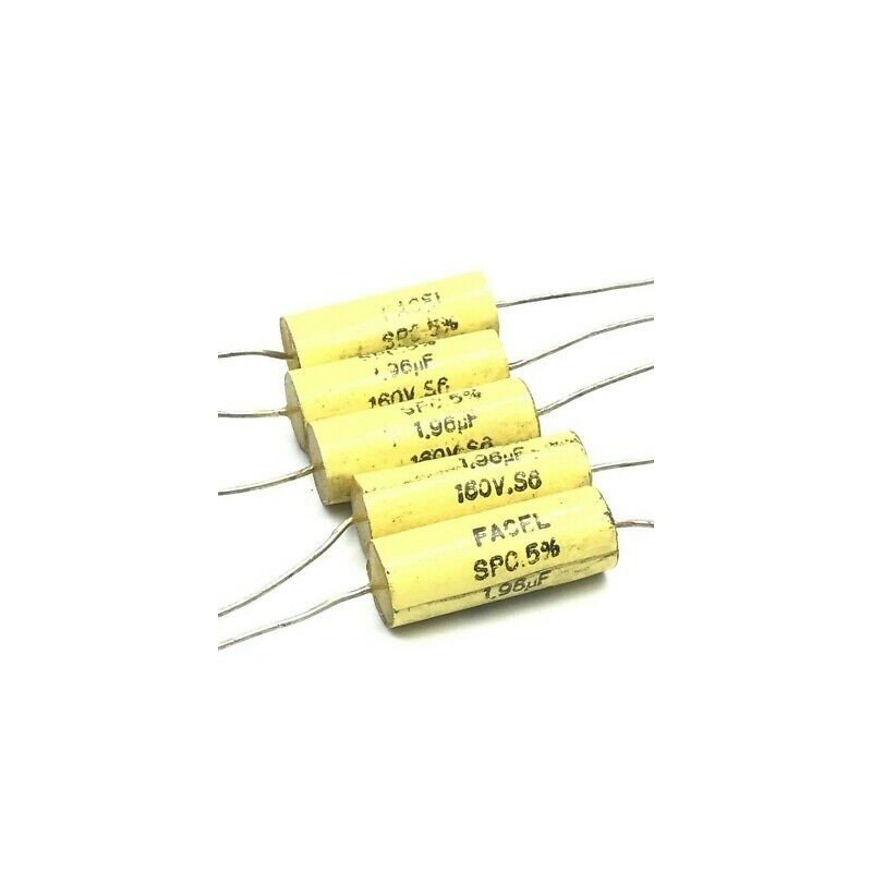 1.96UF 1960NF 160V 5% AXIAL POLYPROPYLENE FILM CAPACITOR SPC FACEL QTY:5