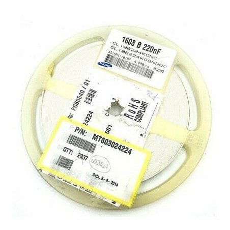 0.22UF 220NF 16V 10% SMD/SMT CERAMIC CAPACITOR CL10B224KONC SAMSUNG QTY:100