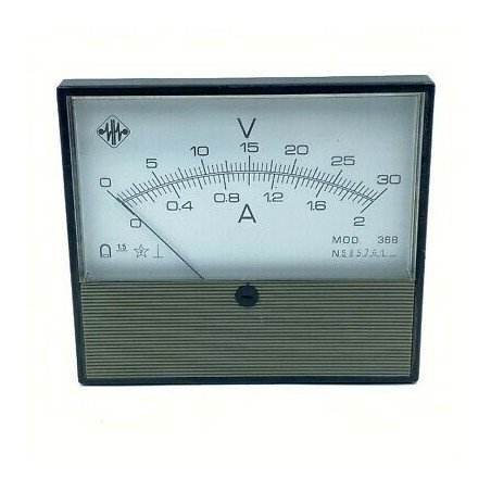 0-30VDC 0-2A 9X9CM DUAL PANEL METER VOLTMETER AMMETER MOD 368 ICE