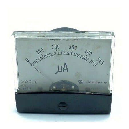 0-500UA PANEL METER AMPERE METER AMMETER 7X6X5.5 ITALY 55-517