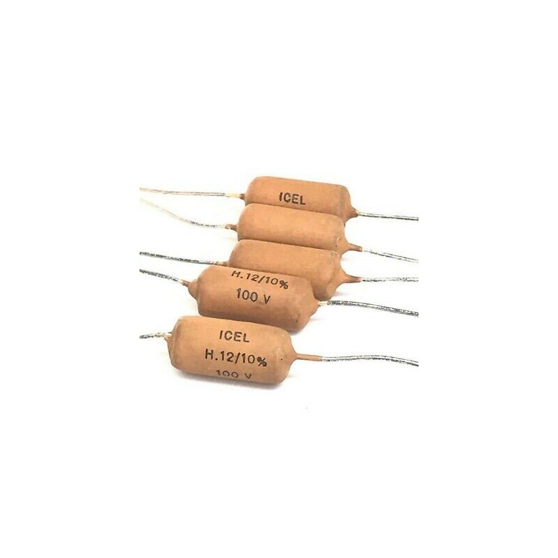 0.12UF 120NF 100V 10% AXIAL CERAMIC CAPACITOR ICEL QTY:5