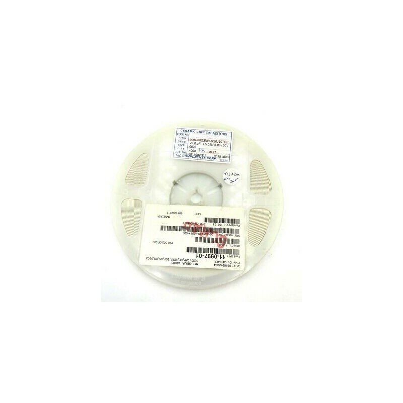 22PF 50V 5% SMD/SMT CAPACITOR C0603NP0220J50TRD NIC QTY:100