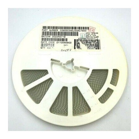 56PF 50V 5% SMD/SMT CAPACITOR C0805C560J5GAC7800 KEMET QTY:100
