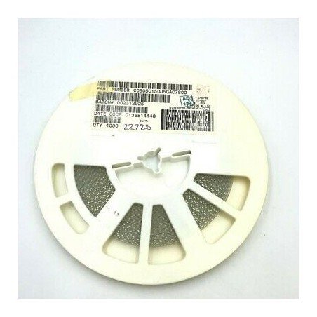 15PF 50V 10% SMD/SMT CAPACITOR C0805C150J5GAC7800 KEMET QTY:100
