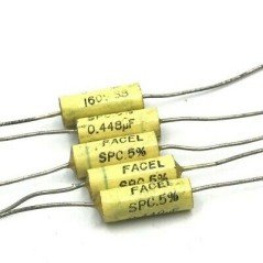0.448UF 448NF 160V 5% AXIAL POLYPROPYLENE FILM CAPACITOR SPC FACEL QTY:5