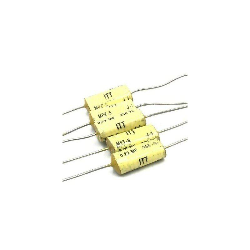 0,22UF 220NF 250V AXIAL POLYPROPYLENE FILM CAPACITOR MPT-5 ITT QTY:5