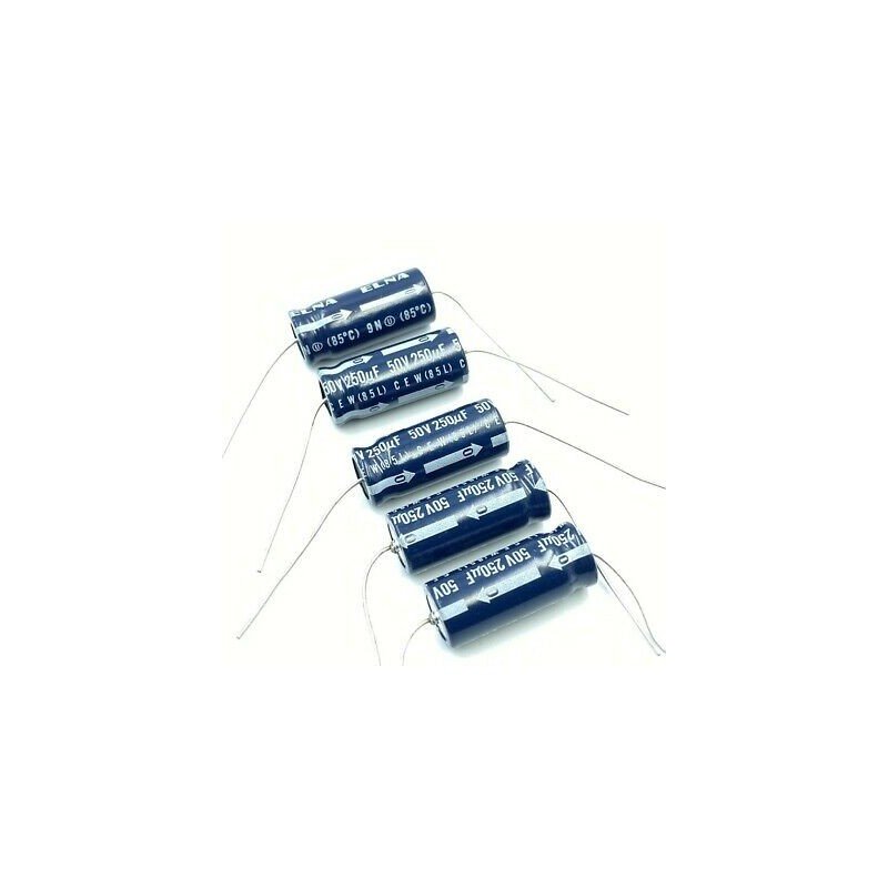 250UF 50V AXIAL ELECTROLYTIC CAPACITOR ELNA QTY:5