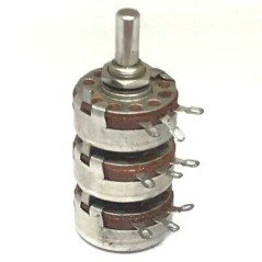 270KOHM+10KOHM+10KOHM 270K+10K+10K METAL MILITARY LINEAR TRIPLE POTENTIOMETER AL