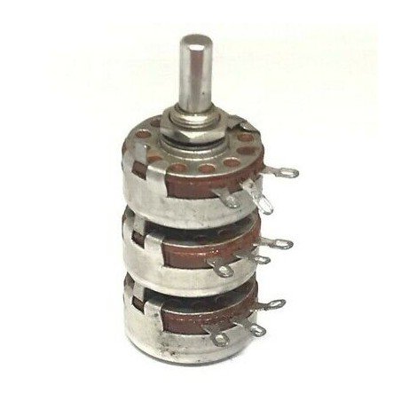 270KOHM+10KOHM+10KOHM 270K+10K+10K METAL MILITARY LINEAR TRIPLE POTENTIOMETER AL
