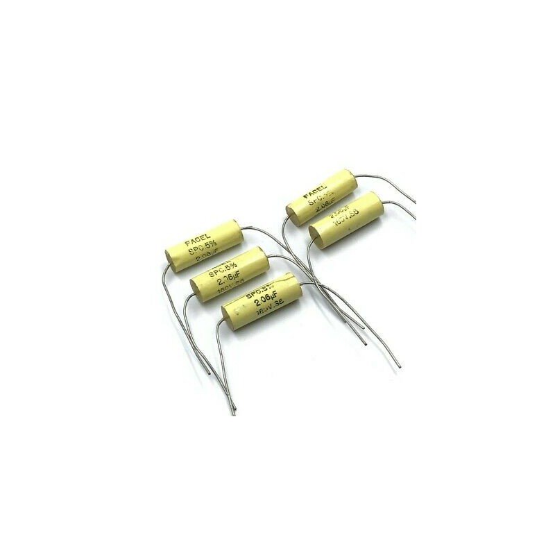 2.06UF 160V 5% AXIAL POLYPROPYLENE AUDIO CAPACITOR 27X9MM FACEL [QTY:5]
