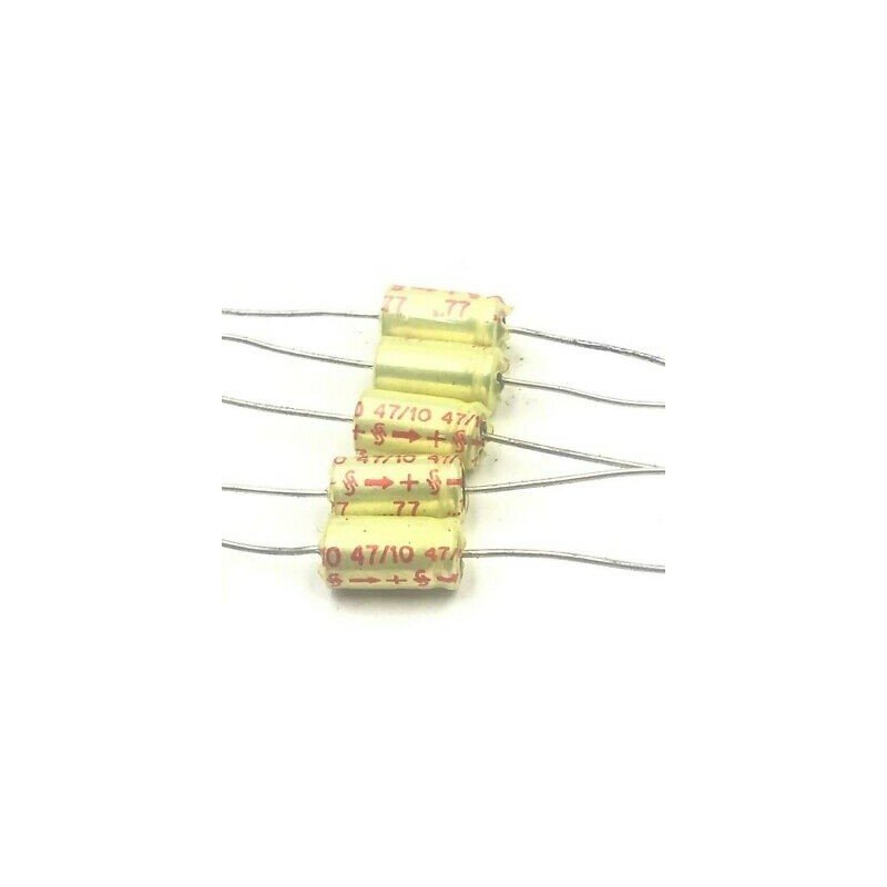 47UF 10V AXIAL ELECTROLYTIC CAPACITOR 77 SIEMENS QTY:5