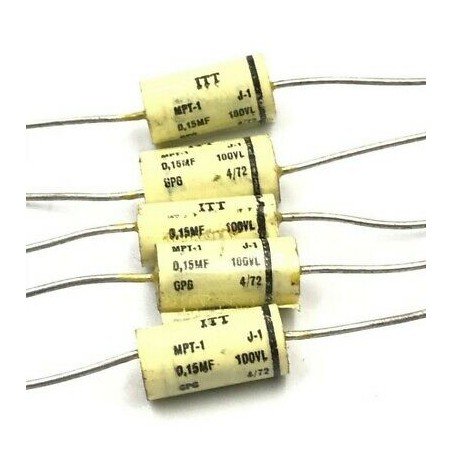 0.15UF 150NF 100V AXIAL POLYPROPYLENE CAPACITOR ITT QTY:5