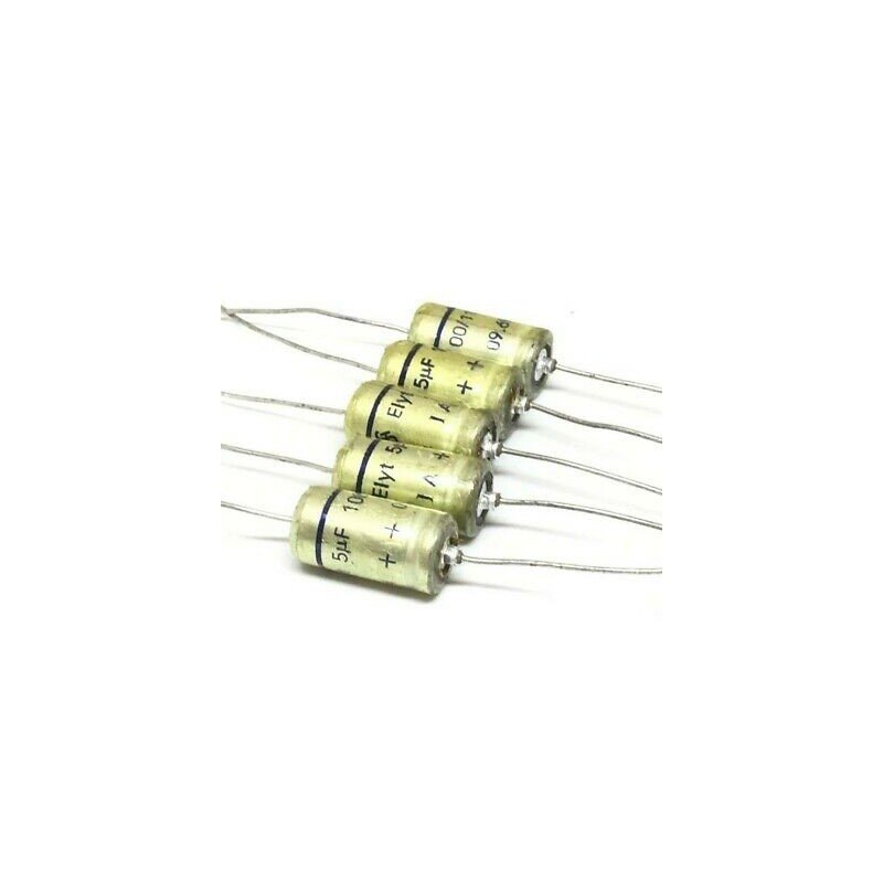 5UF 100V AXIAL ELECTROLYTIC CAPACITOR SIEMENS  20x10MM QTY:5