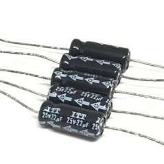 22UF 25V AXIAL ELECTROLYTIC CAPACITOR ITT QTY:5