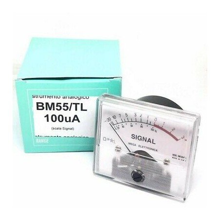 0-100uA ANALOG SIGNAL PANEL METER BM55/TL MEGA ELETTRONICA 71x60mm