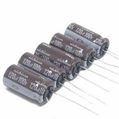 120UF 100V RADIAL ELECTROLYTIC CAPACITOR NICHICON QTY:5