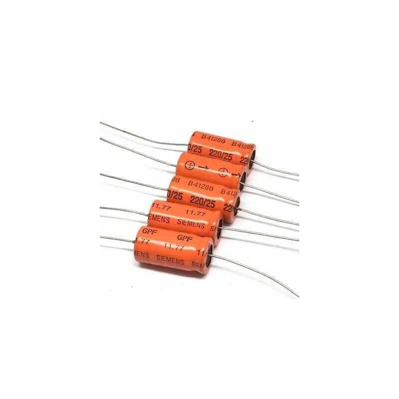 220UF 25V AXIAL ELECTROLYTIC CAPACITOR Siemens QTY:5