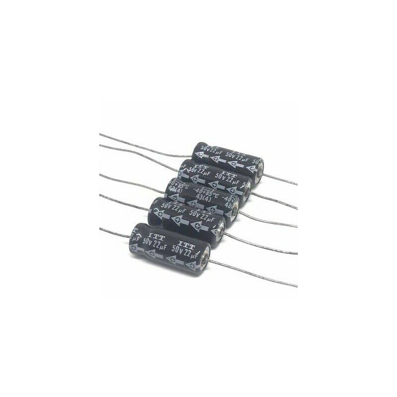 22uf 50v Axial Electrolytic Capacitor Itt Qty 5