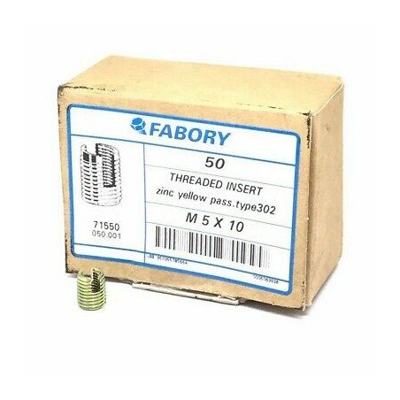 FABORY THREADED INSERT ZINC YELLOW PASS TYPE-302 M5X10 QTY:50