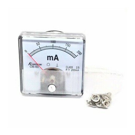 0-200mA ANALOG PANEL METER AMMETER 0B-60 KONTRON 60x60mm
