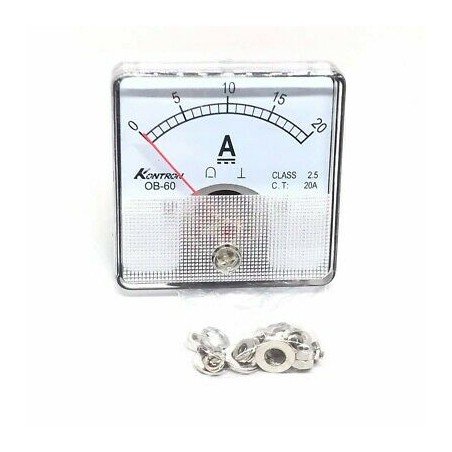 0-20A ANALOG PANEL METER AMMETER 0B-60 KONTRON 60x60mm