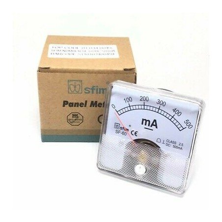 0-500mA ANALOG PANEL METER AMMMETER SF-60 SFIM 60x60mm