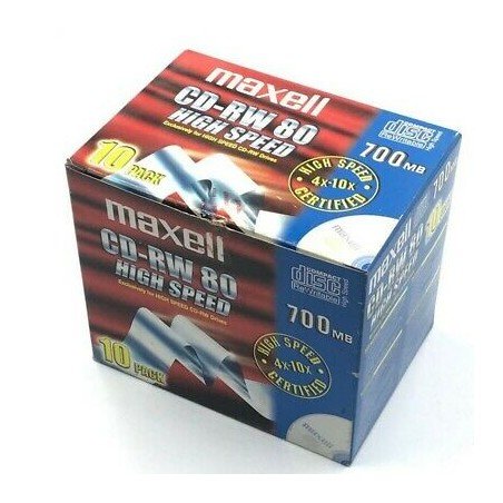 MAXWELL CD-RW 80MIN HIGH SPEED 700MB BLANK DISC QTY:10