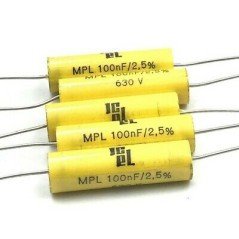 100NF 630V 2.5% AXIAL POLYPROPYLENE CAPACITOR ICEL QTY:5