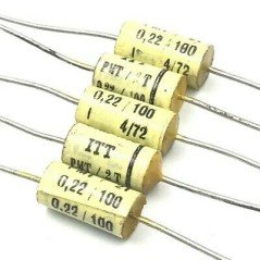 0.22UF 220NF 100V AXIAL CAPACITOR PMT/2T ITT QTY:5