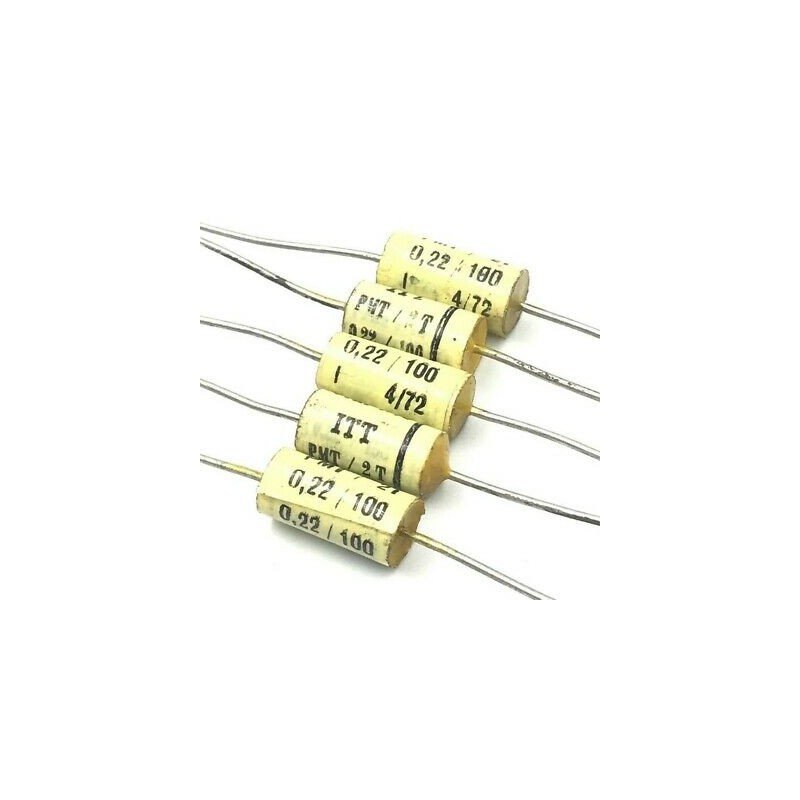 0.22UF 220NF 100V AXIAL CAPACITOR PMT/2T ITT QTY:5