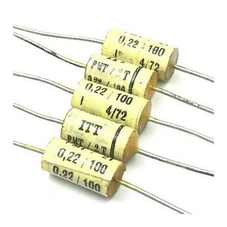 0.22UF 220NF 100V AXIAL CAPACITOR PMT/2T ITT QTY:5