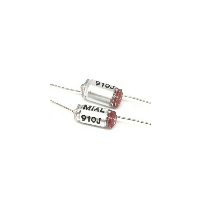910pF 160V 5% Axial Polystyrene Capacitor Mial QTY:2