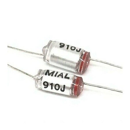 910pF 160V 5% Axial Polystyrene Capacitor Mial QTY:2