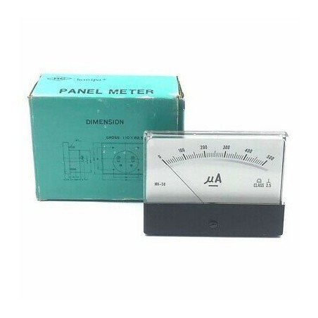 0-500uA DC ANALOG PANEL METER AMMETER 110x82.5mm