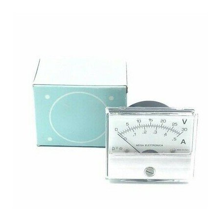 0-30V 0-0.5A DC ANALOG PANEL METER AMMETER VOLTMETER 65x55mm