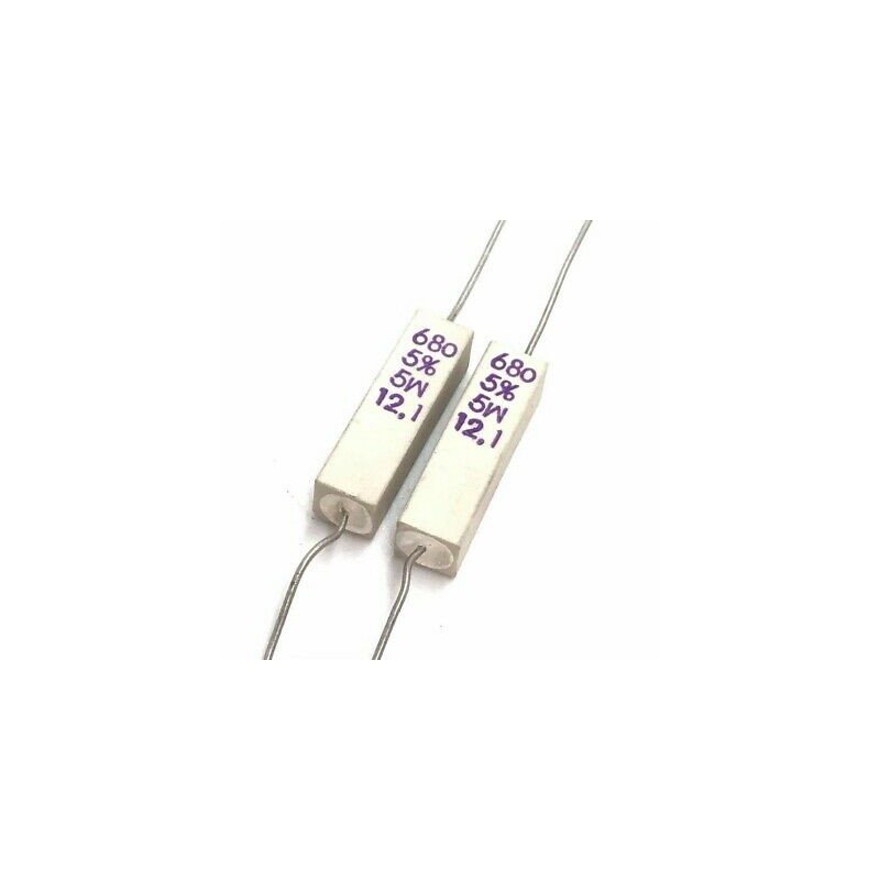 680ohm 680R 5W 5% Wirewound Ceramic Cement Resistor QTY:2