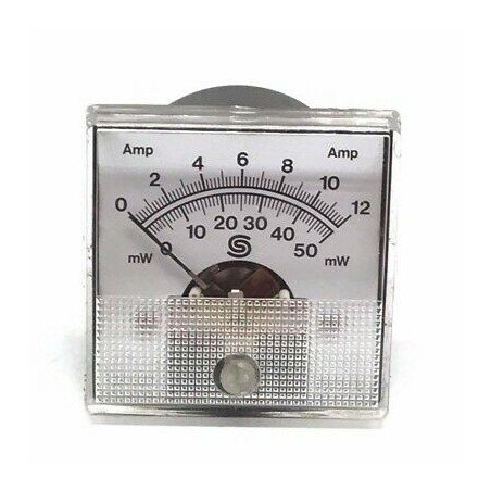 0-12A 0-50mW Analog Panel Meter Ammeter Powermeter 43x43mm