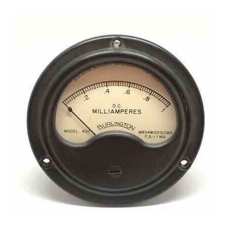0-1mA ANALOG PANEL METER AMMETER MR34W001DCMA BURLINGTON 88mm 3.5''